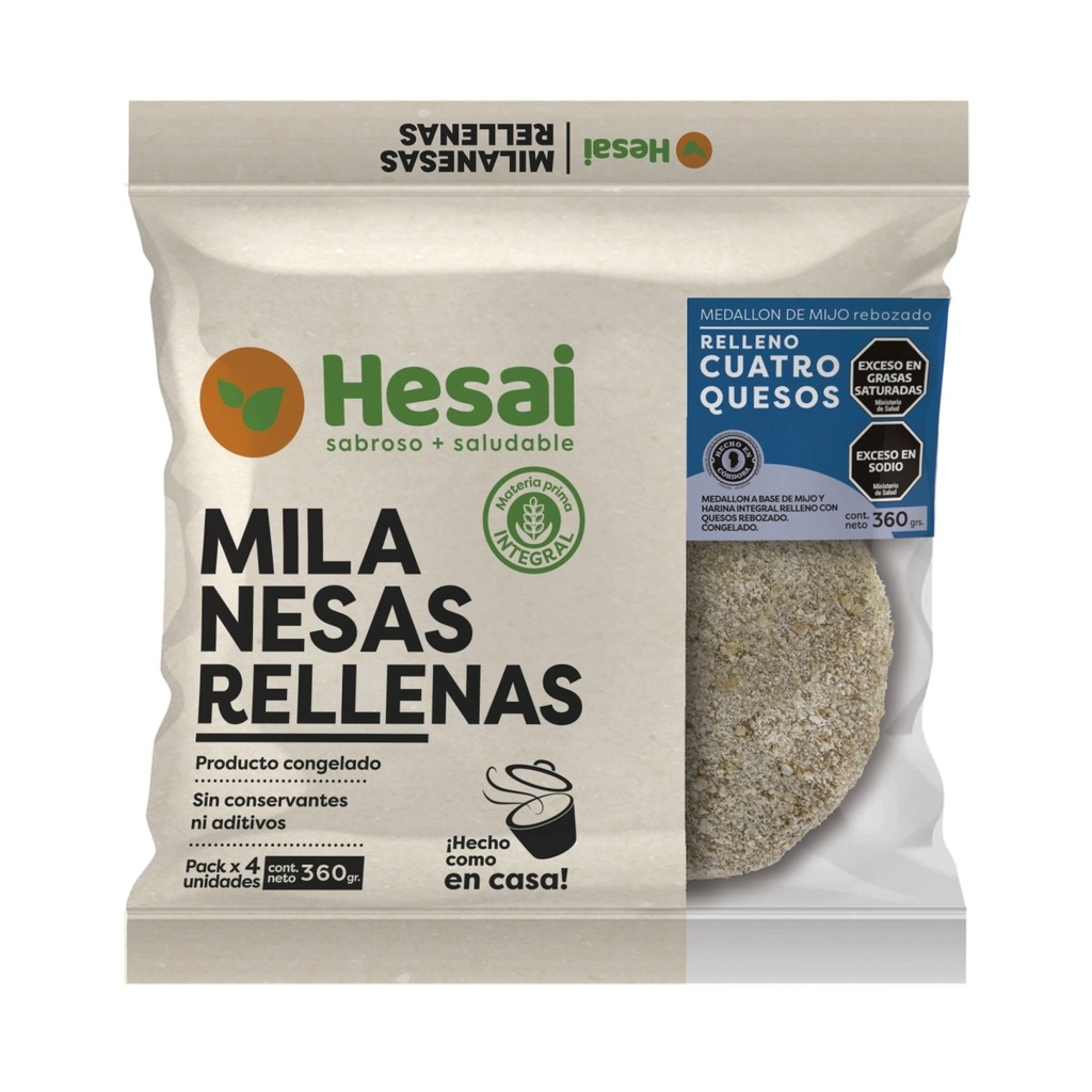 Milanesas de Mijo Rellenas con 4 Quesos - Hesai